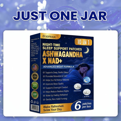 IOWOL® 𝗔𝘀𝗵𝘄𝗮𝗴𝗮𝗻𝗱𝗵𝗮 × 𝗠𝗲𝗹𝗮𝘁𝗼𝗻𝗶𝗻 × 𝟱-𝗛𝗧𝗣 𝟭𝟬-𝗶𝗻-𝟭 𝗡𝗶𝗴𝗵𝘁 𝗦𝗹𝗲𝗲𝗽 𝗦𝘂𝗽𝗽𝗼𝗿𝘁 𝗡𝗮𝗻𝗼 𝗣𝗮𝘁𝗰𝗵 🌙 (Just one patch nightly, wake up refreshed in 7 days)  ✅ For restless sleep, difficulty falling asleep, nighttime stress, poor sleep quality, and tired mornings