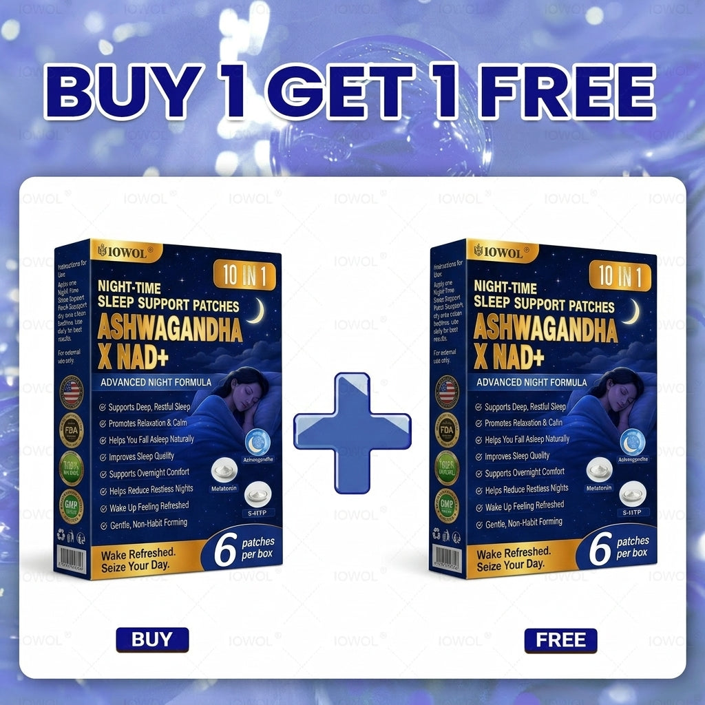 IOWOL® 𝗔𝘀𝗵𝘄𝗮𝗴𝗮𝗻𝗱𝗵𝗮 × 𝗠𝗲𝗹𝗮𝘁𝗼𝗻𝗶𝗻 × 𝟱-𝗛𝗧𝗣 𝟭𝟬-𝗶𝗻-𝟭 𝗡𝗶𝗴𝗵𝘁 𝗦𝗹𝗲𝗲𝗽 𝗦𝘂𝗽𝗽𝗼𝗿𝘁 𝗡𝗮𝗻𝗼 𝗣𝗮𝘁𝗰𝗵 🌙 (Just one patch nightly, wake up refreshed in 7 days)  ✅ For restless sleep, difficulty falling asleep, nighttime stress, poor sleep quality, and tired mornings