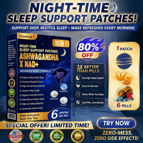 IOWOL® 𝗔𝘀𝗵𝘄𝗮𝗴𝗮𝗻𝗱𝗵𝗮 × 𝗠𝗲𝗹𝗮𝘁𝗼𝗻𝗶𝗻 × 𝟱-𝗛𝗧𝗣 𝟭𝟬-𝗶𝗻-𝟭 𝗡𝗶𝗴𝗵𝘁 𝗦𝗹𝗲𝗲𝗽 𝗦𝘂𝗽𝗽𝗼𝗿𝘁 𝗡𝗮𝗻𝗼 𝗣𝗮𝘁𝗰𝗵 🌙 (Just one patch nightly, wake up refreshed in 7 days)  ✅ For restless sleep, difficulty falling asleep, nighttime stress, poor sleep quality, and tired mornings